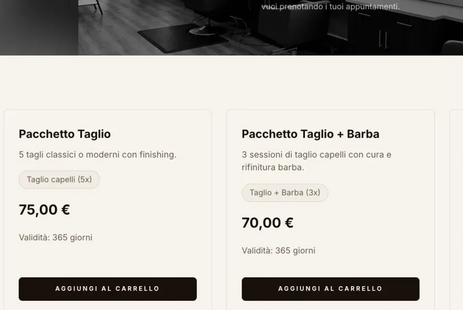 I pacchetti di servizi prepagati in vendita sul portale del cliente